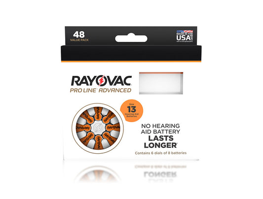Rayovac Proline Advanced Size 13 Hearing Aid Batteries - 48 Cell Pack