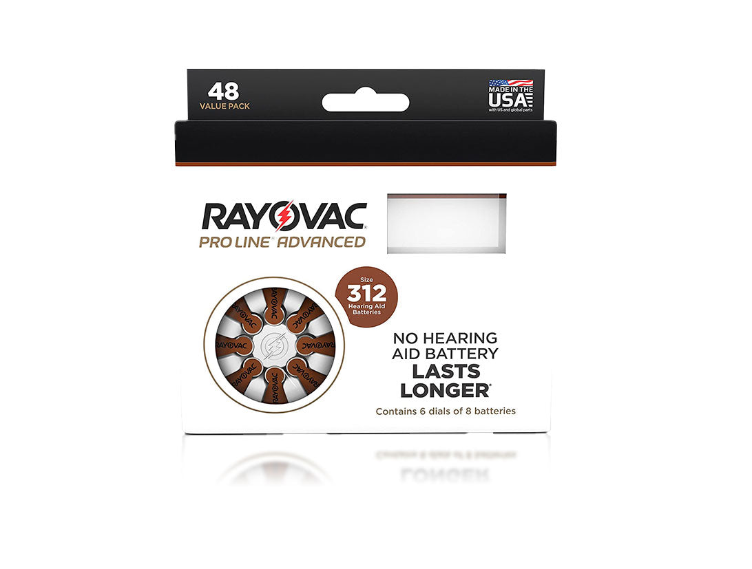 Rayovac Proline Advanced Size 312 Hearing Aid Batteries - 48 Cell Pack