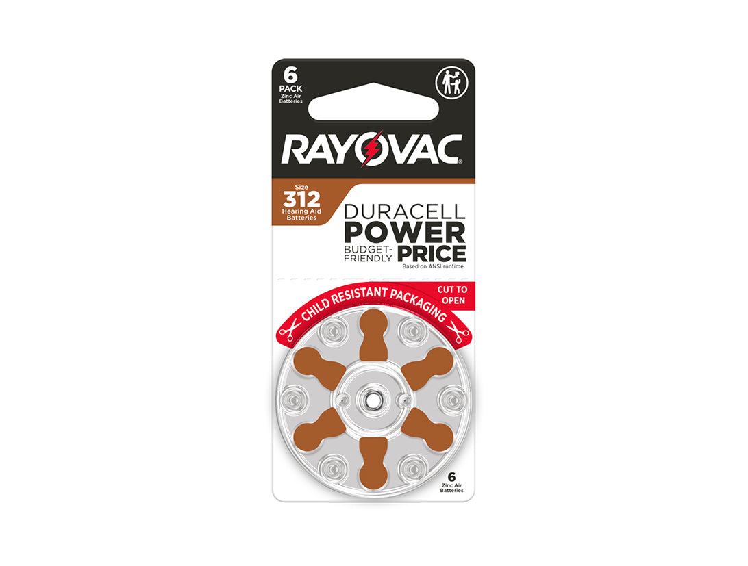 Rayovac Size 312 Hearing Aid Batteries - 60 Cell Pack