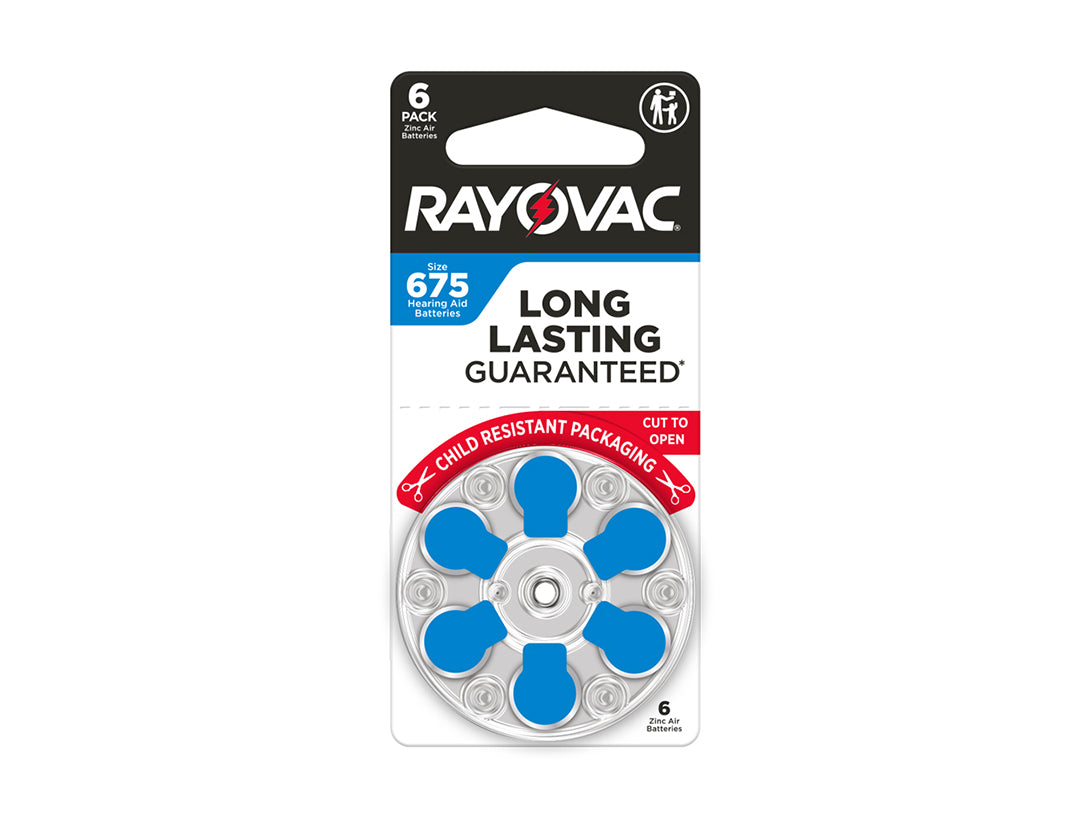 Rayovac Size 675 Hearing Aid Batteries - 60 Cell Pack
