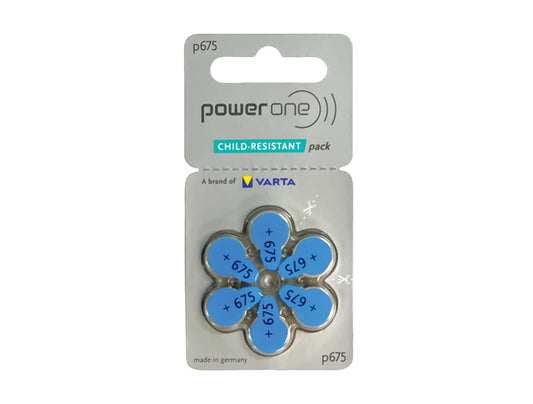 Power One Size 675 Hearing Aid Batteries - 60 Cells